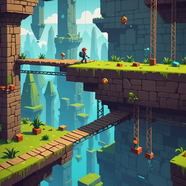 Comment concevoir un jeu de plateforme qui utilise des mécaniques de déplacement basées sur la physique?